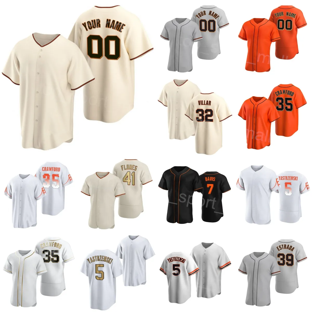 Baseball 39 Thairo Estrada Jersey 5 Mike Yastrzemski 41 Wilmer Flores 35 Brandon Crawford 32 David Villar 18 Darin Ruf 13 Austin Slater Space City Team Man Woman J-R