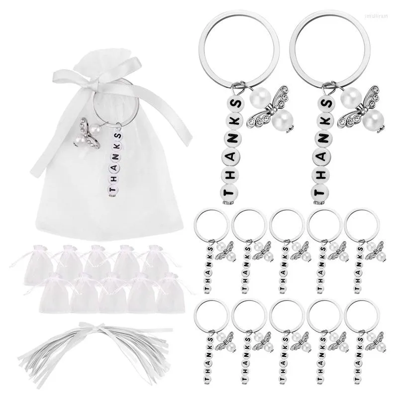 Keychains 20 Sets Baptism Party Gunsten Wedding Dank Style Keychain met DrawString Communion Birthday