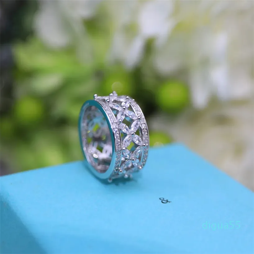Designers Ring moda feminina jóias Presente Diamond Silver Rings Casal Jewelry Gifts