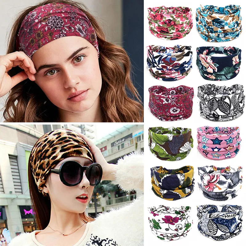 Bandas de goma para el cabello Bohemian Wide Cotton Stretch Headbands Mujeres Headwrap Turban Headwear Vendaje Hairbands Bandana Wide Headbands Accesorios para el cabello 230517