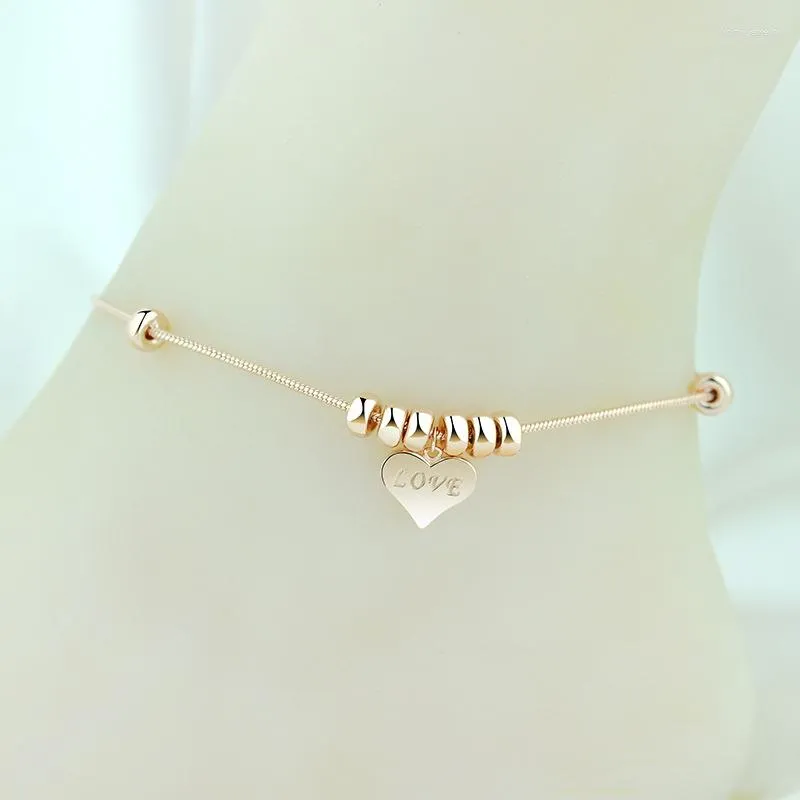 Antelss S925 Sterling Silver Rose Gold Gold Love Anklet for Women Summer Fashion Internet Style Celebrity Colorful Ring 2