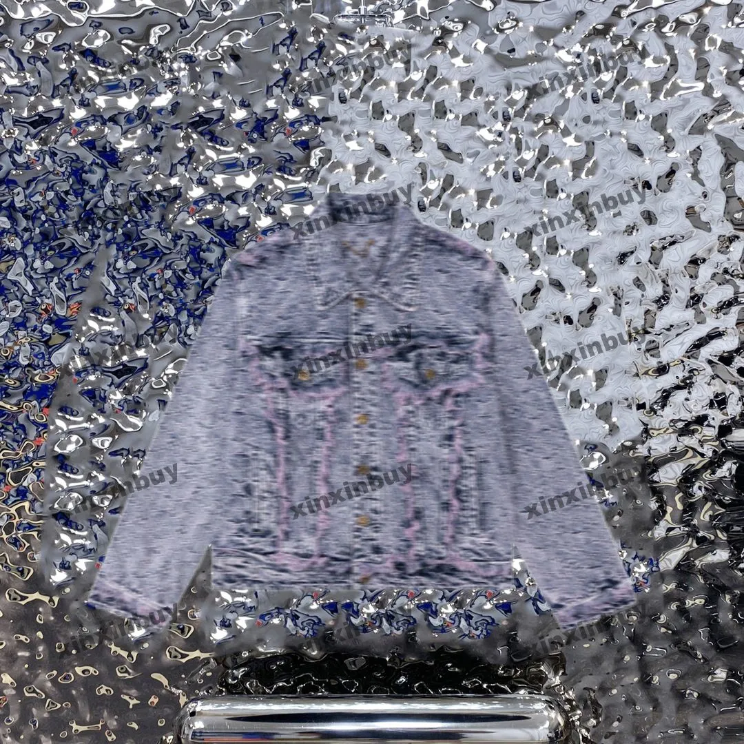xinxinbuy men designer coatジャケットタッセルパネルデニムタイ染料レタージャックヤックセット長袖の女性ブルーブラックホワイトs-2xl