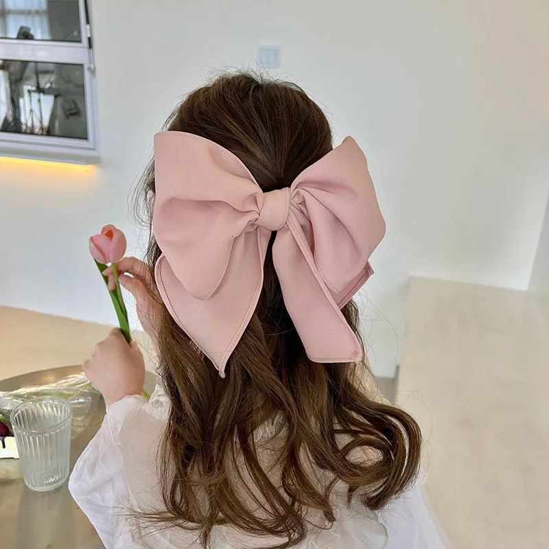 Headwear Hair Accessories Temperament Bow Hair Accessories Fashion Satin Ribbon Hairpins Big Bow Spring clip Hairpins Women Girls Satin Hairpins decorate 230518