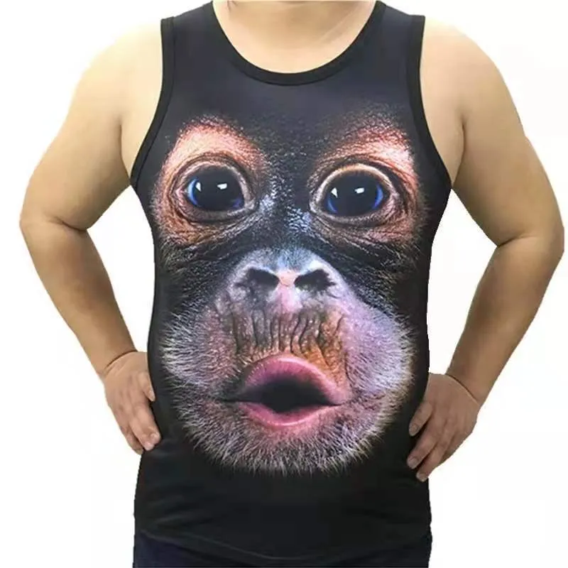 Nowy druk 3D zabawny zwierzę małpa goryla tank top moda moda mężczyzna destybus kamizelka crewneck kamizelka plus size s-6xl harajuku 004