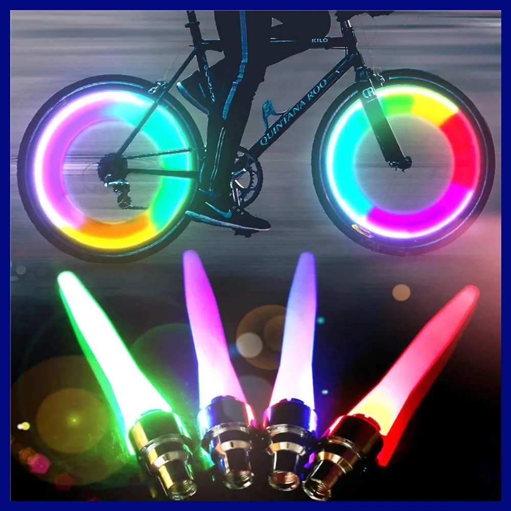 Lampada per ugello per bici multicolore Bicicletta Notte Ciclismo Spia luminosa MTB Motocicletta Auto Bambini Equilibrio Bici Pneumatico Ruota Lampeggiante Biciclette Ruote Pneumatici Lampada luce flash