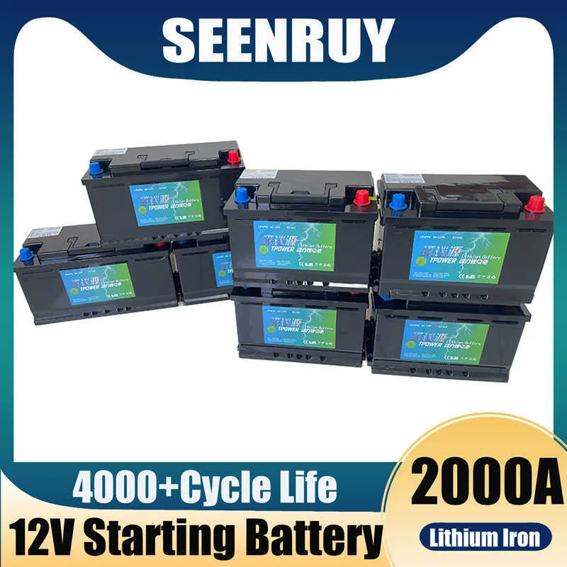 Alta sicurezza 2000A Batteria di avviamento 12V 80Ah 100Ah Lifepo4 Lithium Iron Bateria a gomito 4.0L 3.0L 2.0L Auto a benzina Auto diesel