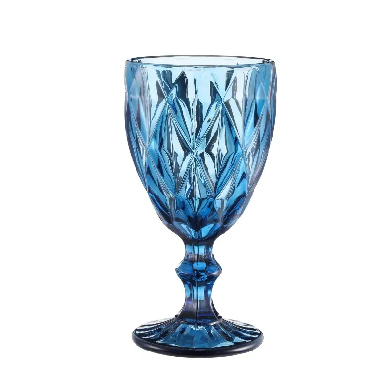 European Style Embossed Wine Glass Stained Glass Beer Goblet Vintage Wine Glasses Household Juice Drinking Cup Thickened