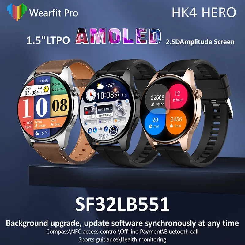 HK4 HERO 2023 LTPO AMOLED Screen NFC Smartwatch Ip68 With Smooth Touch,  530mAH Battery Ideal For Fitness And Sports Unisex Design PK HW66 From  Katherine0, $60.31