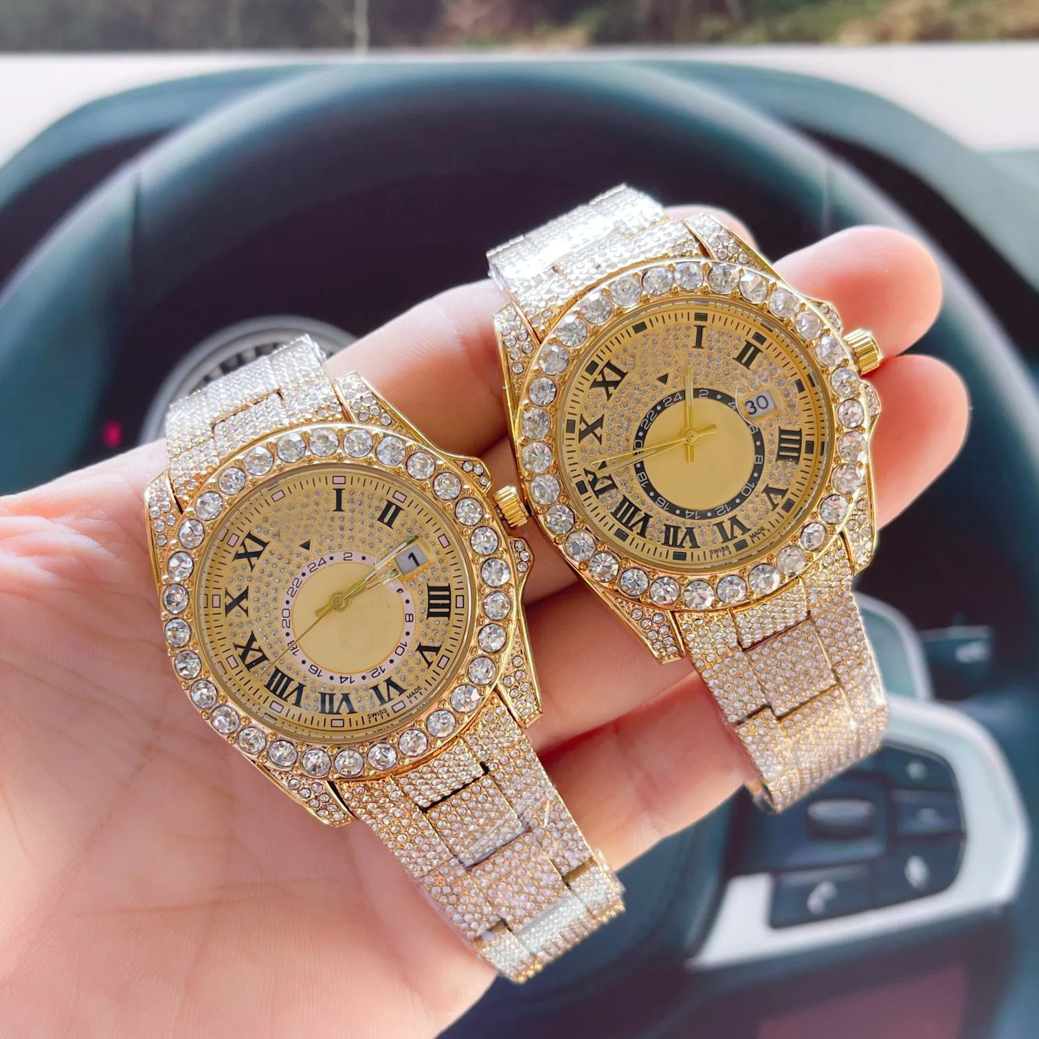 Iced out watch silver discount