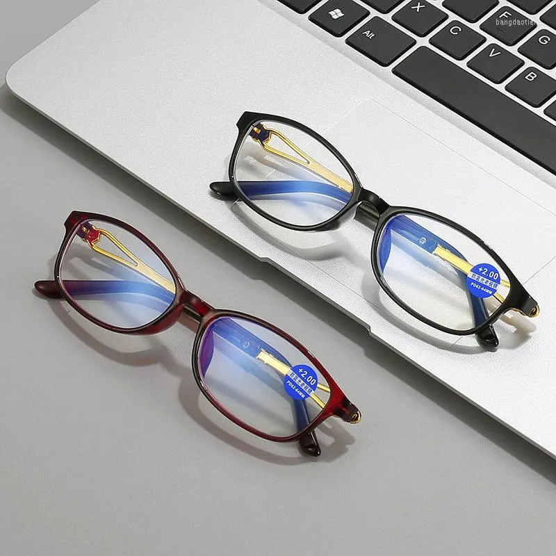 Zonnebrillen Leesbril voor vrouwen Men Vintage anti -blauw lichte rechthoek Presbyopische bril Business Hyperopia 1.0 tot 4,0
