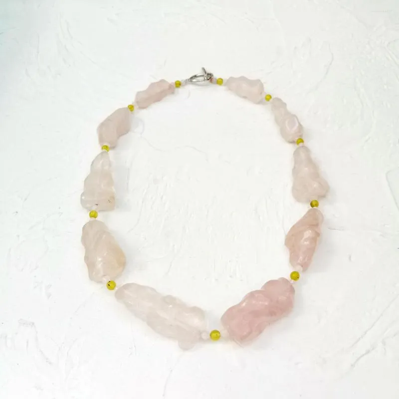 CHOKER LII JI PINK Ожерелье 56 см розовые Quartzs Лимон Джейд Продажа Женщины Ювелирные изделия