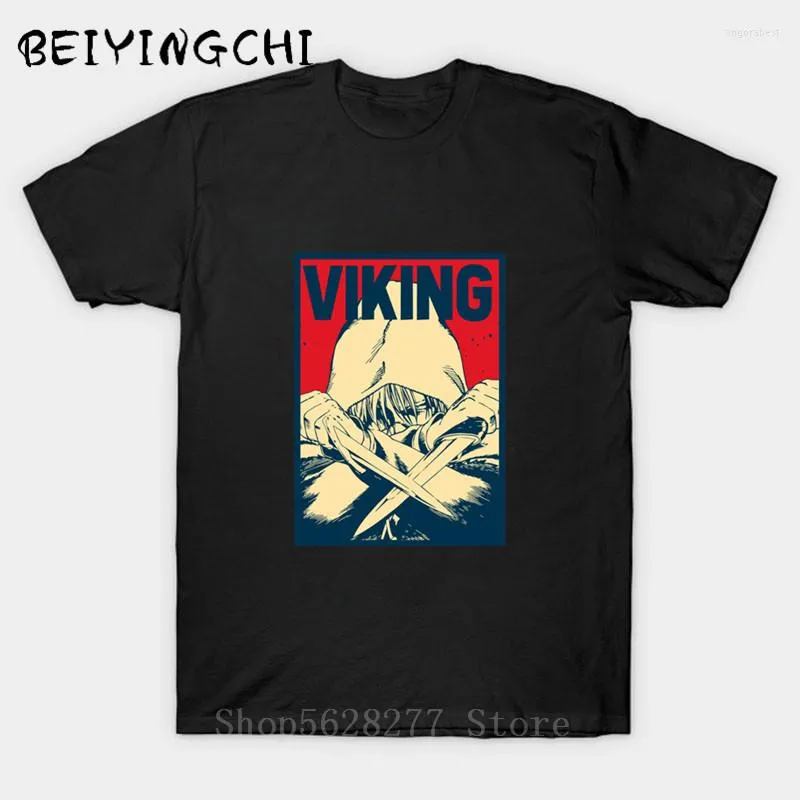 Camisetas masculinas saga retro vinland saga thorfinn anime shirts homens homens viking otaku manga vintage pura algodão camiseta o pescoço original tops originais