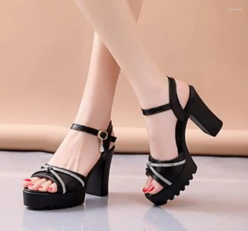 Sandaler Fashion Shoes Women Square Heel Open Toe High Heels Sandal Platform White Sandalias Para Mujeres