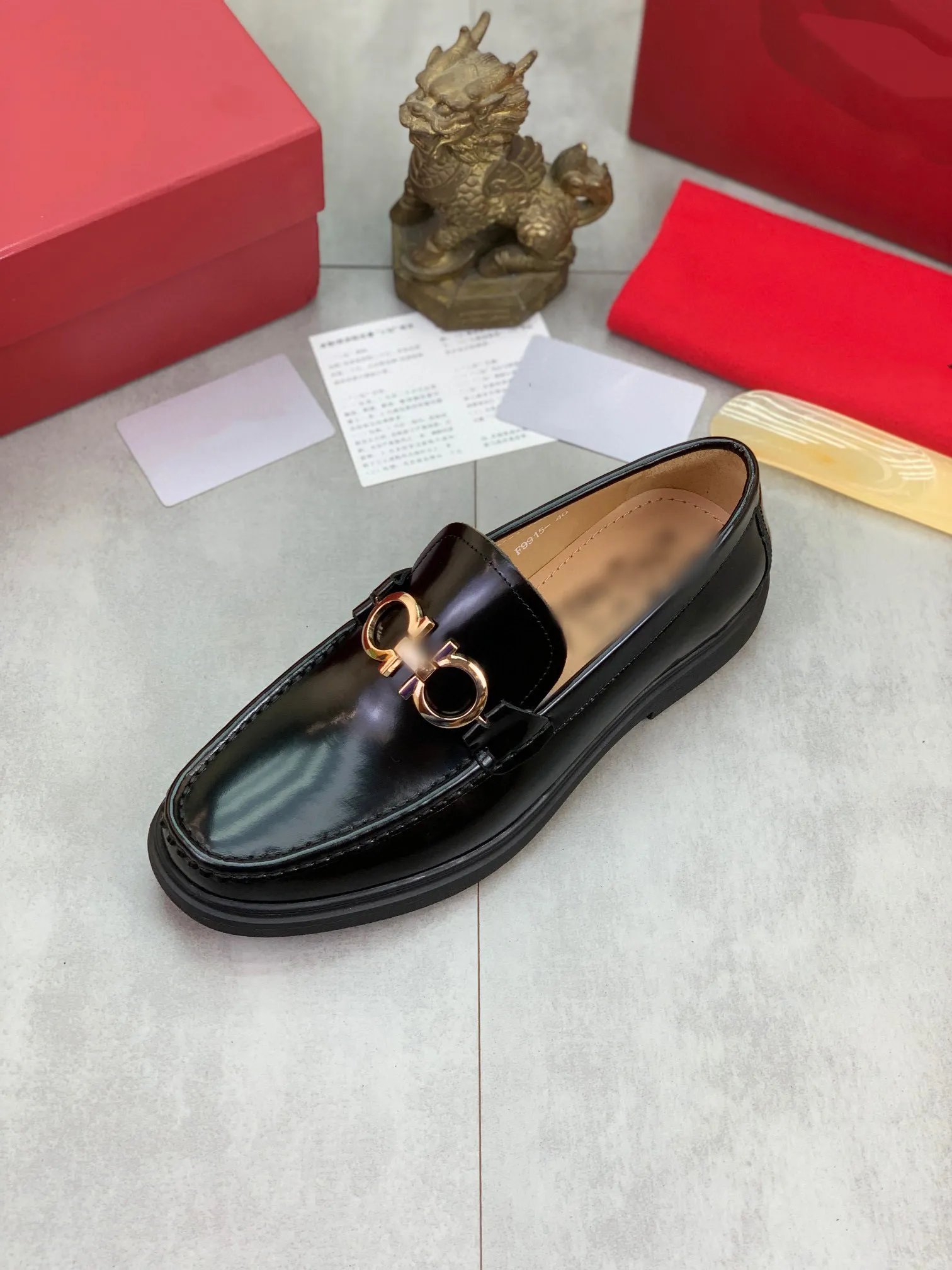 Mens black loafers gold buckle new arrivals