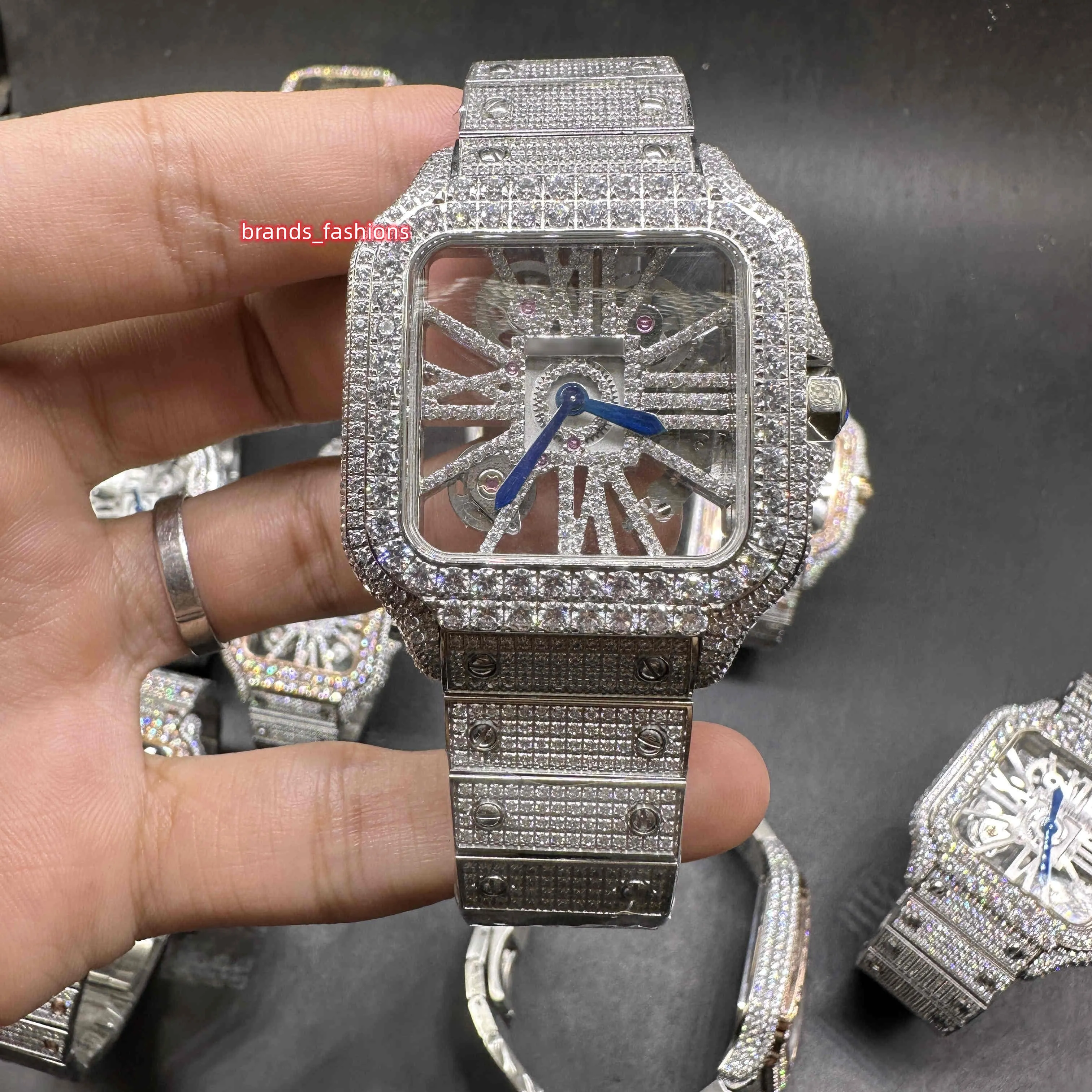 Save Big on Bulk Skeleton Diamond Watch Skeleton Diamond Dial Watches The  Latest Men's Hip Hop Watch In 2023 Silver Case Iced Out Large Diamond Bezel 