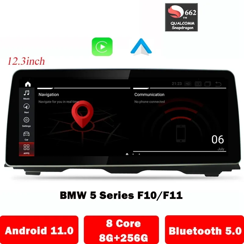 8+256g 12.3インチAndroid 11 CAPS NAVIGATION DVDマルチメディアプレーヤーBMW 5シリーズF10/F11 520I（2011-2016）CIC/NBT