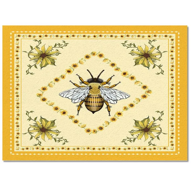 Carpets Sunflower Bee Yellow Idyllic Bedroom Decoration Living Room Rug For Home Mat