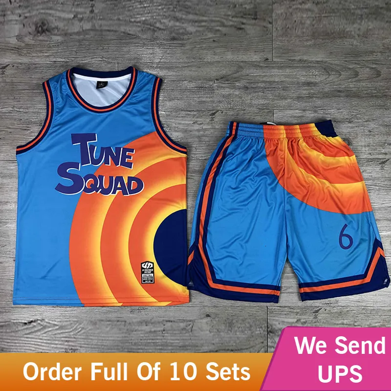 DHgate Custom Tune Squad Basketball Jersey with Shorts for Men Space Jam A New Legacy Sports Outdoors