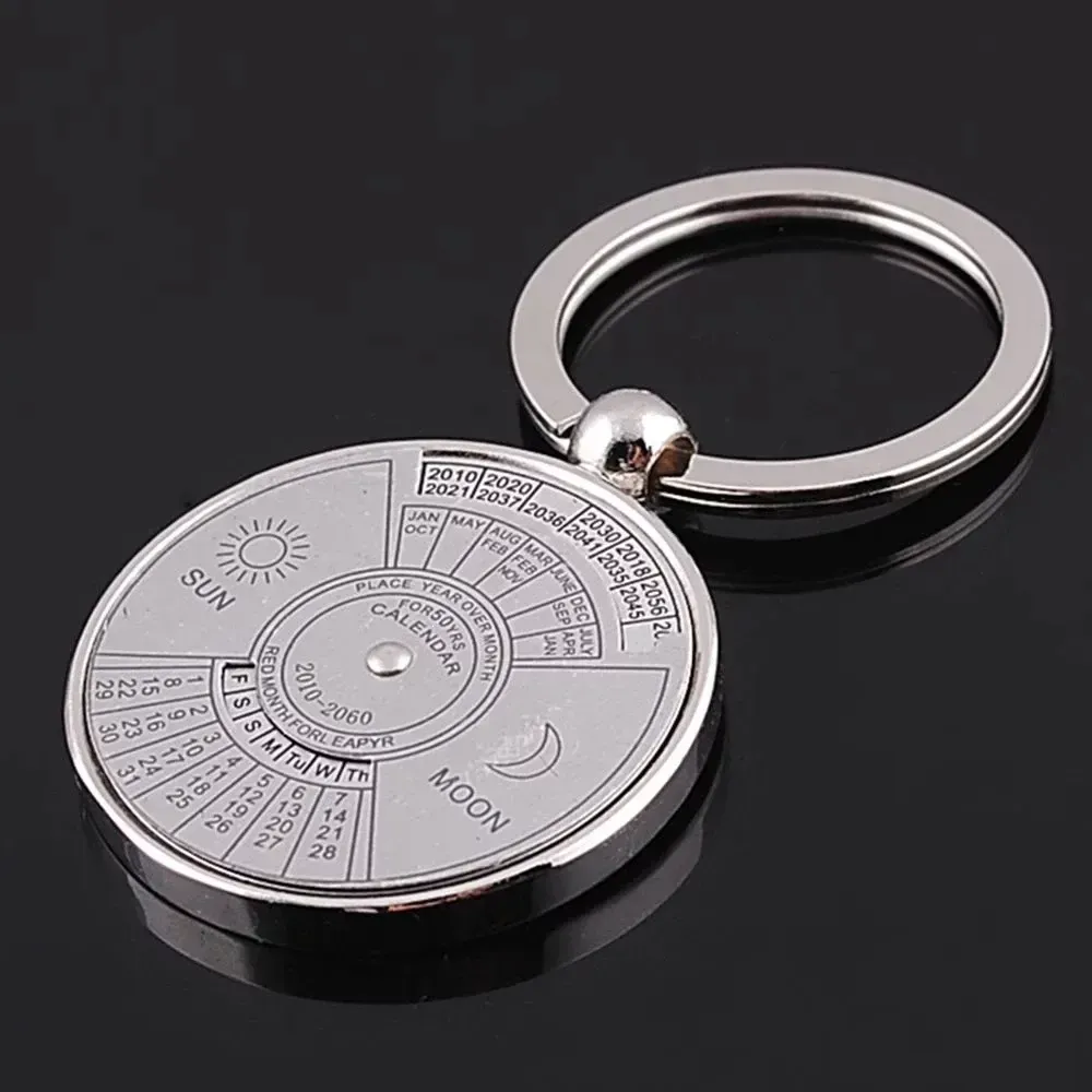 Party Supplies Mini 50 year perpetual calendar men's and women's universal key chain unique metal car key ring