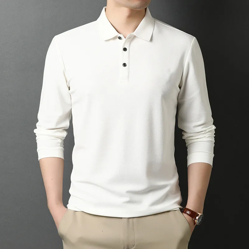 Mens Polos Fashion Solid Men Polo Shirt Long Sleeve Spring Casual