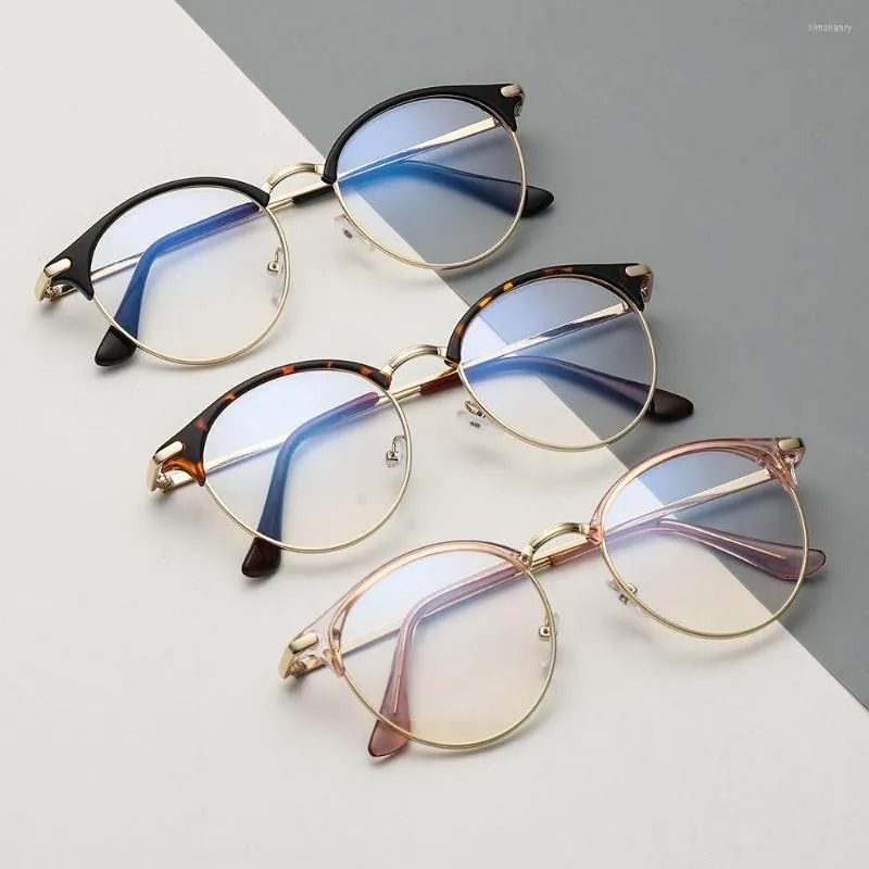 Sunglasses Frames Vintage Metal Glasses Round Frame Computer Goggles Office HD Anti Radiation For Women Men Fashion Myopia Eyeglasses