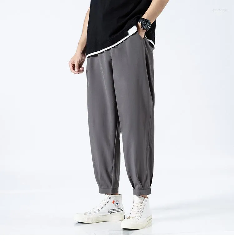 Pantalons pour hommes Hommes Confortable Simple Mince Glace Soie Harem D'été Décontracté À L'extérieur Tenue Hommes Vêtements Lâche Bord De Mer Plage Pantalon Hombre