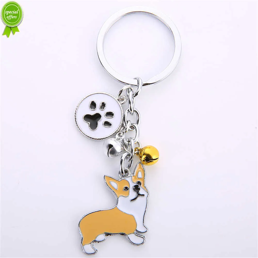 Ny söt metall hund nyckelring husdjur teddy samoyed siberian husky hänge nyckelring för kvinnor män väska prydnad bil nyckelhållare souvenir gåva