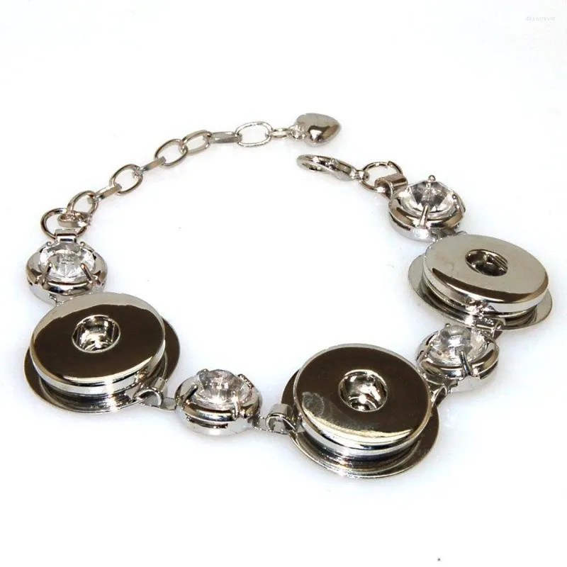Charm Bracelets Miasol Rhodium 도금 DIY 교환 가능한 3 스냅에 맞춰 보석 제작을위한 18mm 스냅 버튼