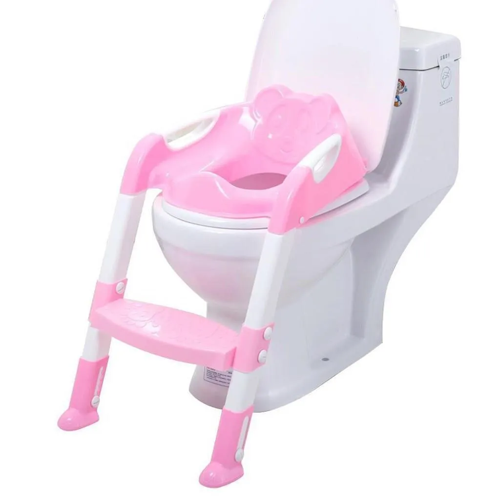 Ladder toddler potty toilet training seat boy girls safety fold toilet chair plastic durable safe nonslip ba17 Q2