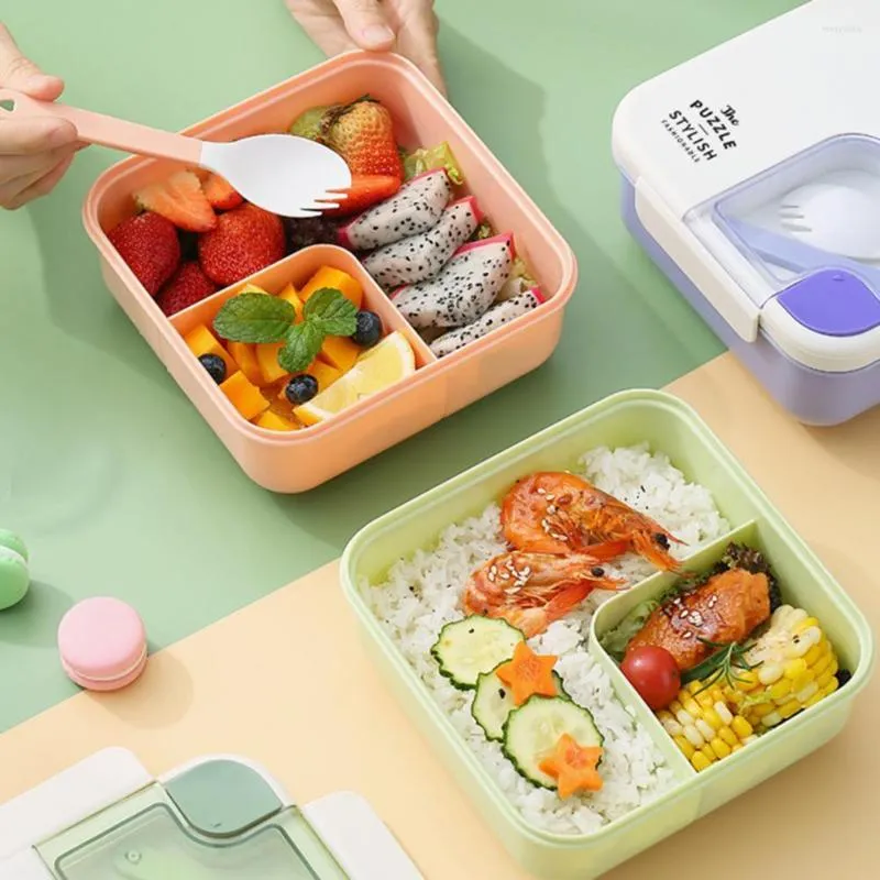 Set di stoviglie 1 Set Lunch Box Utile griglia riutilizzabile per utensili da cucina a compartimenti bento