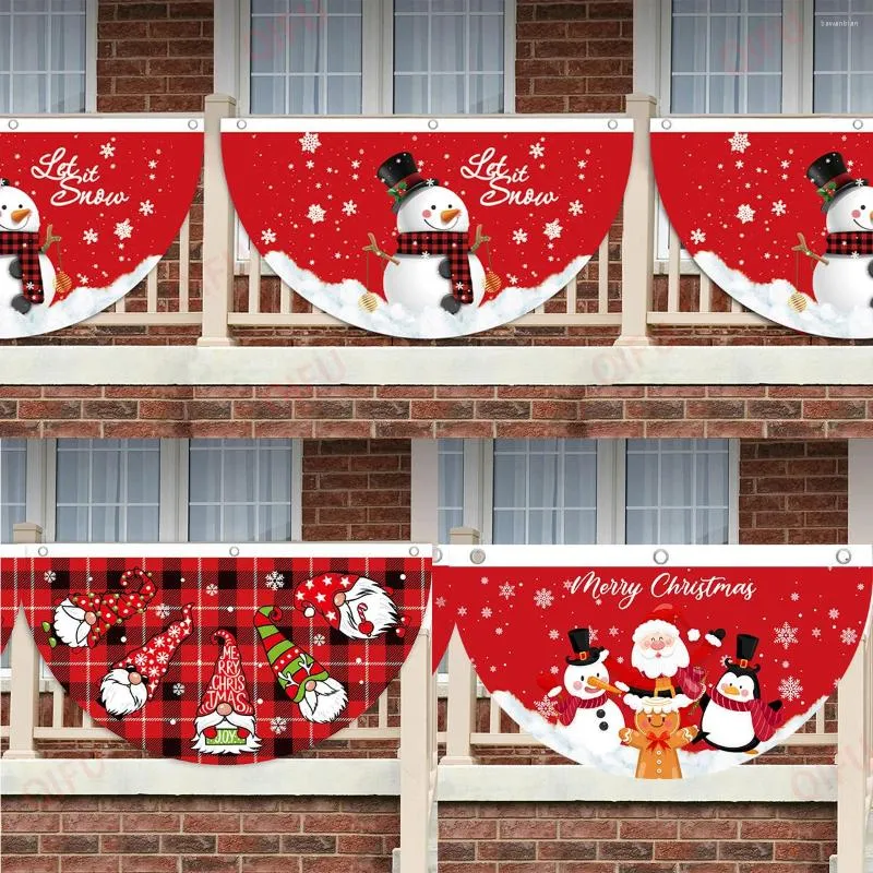 Christmas Decorations Outdoor Fan-shaped Flag Banner Decor For Home 2023 Cristmas Drop Ornament Xmas Navidad Gift Year