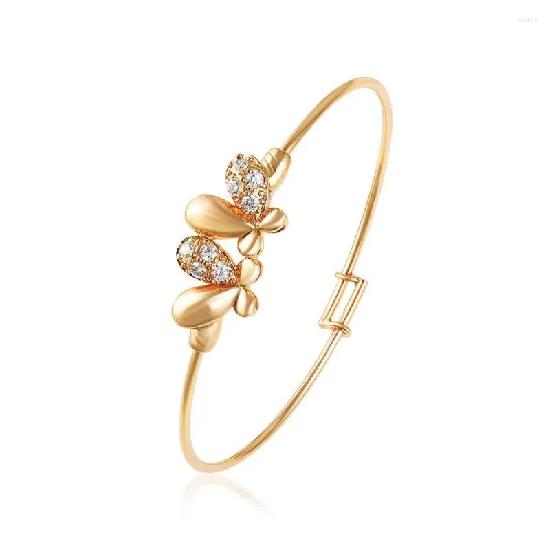 Armreif MxGxFam Süßes Schmetterlings-Zirkon-Armband, Schmuck für jüngere Frauen, Goldfarbe 18 K, hohe Qualität