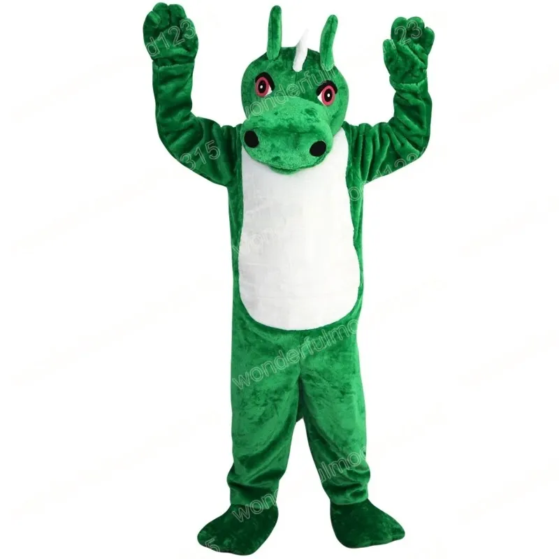 Performance Green Dragon Mascot Costumes Carnival Hallowen Gifts Unisex volwassenen Fancy Party Games Outfit Holiday Outdoor Advertentie Outfit Suit