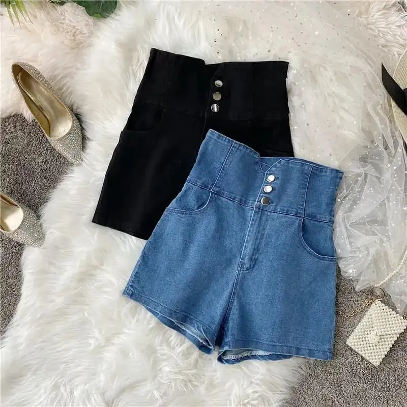 Jeans Sexiga denim Shorts New Women's Slim Fit Pants 2021 Ny sommaren Hög midja Tät kvinnlig elastisk kort jeans Högkvalitativ NX051