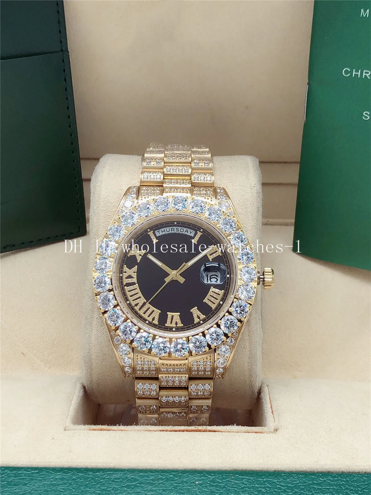 Reloj De Diamantes Completo 218238 Big Diamond Bisel 43 Mm Esfera