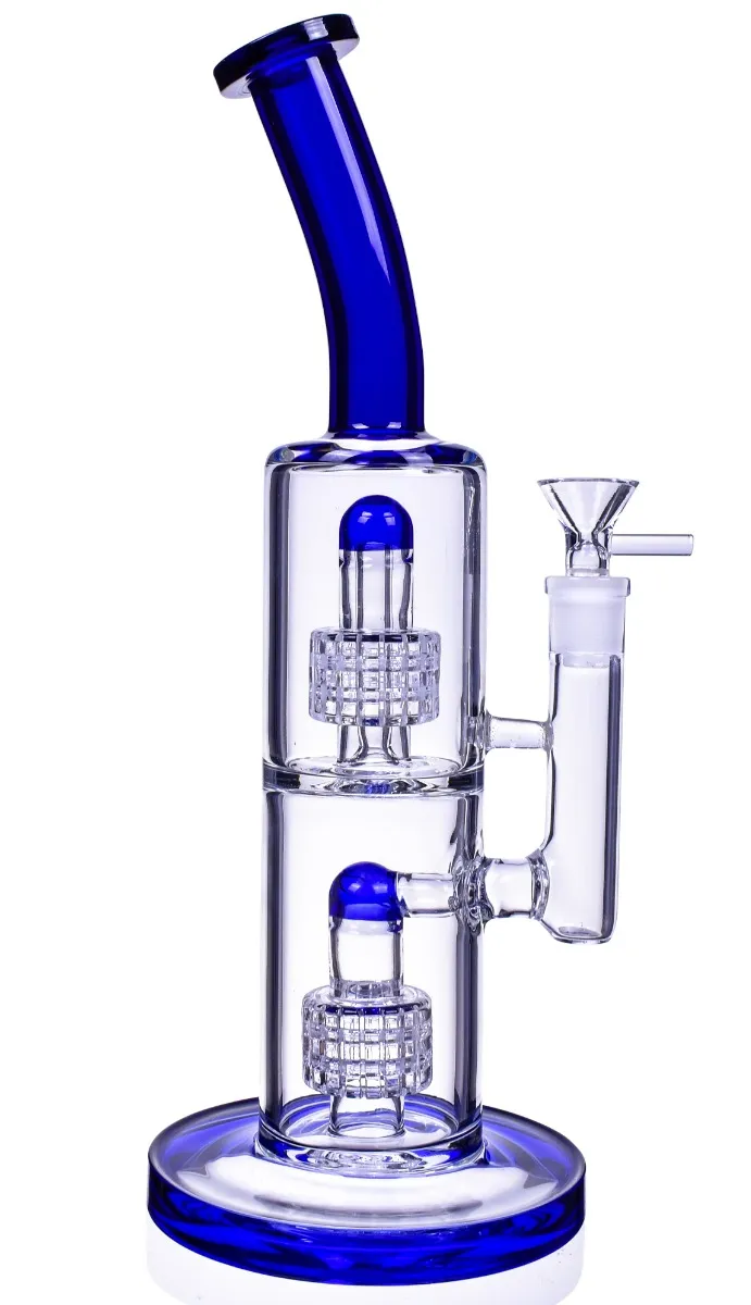 Bong d'acqua in vetro spesso Fumo Pipa Narghilè Doppia matrice Perc Recycler Dab Rigs Oil Rig