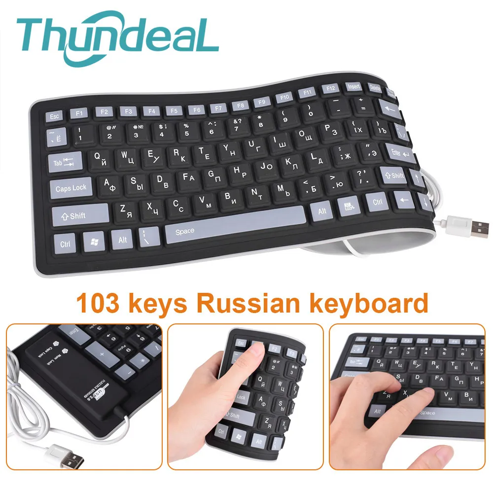 Russian Keyboard 103 Keys, USB Wired, Flexible Silicone Teclado with  Russian Letters Layout for PC, Laptop Durable Portable