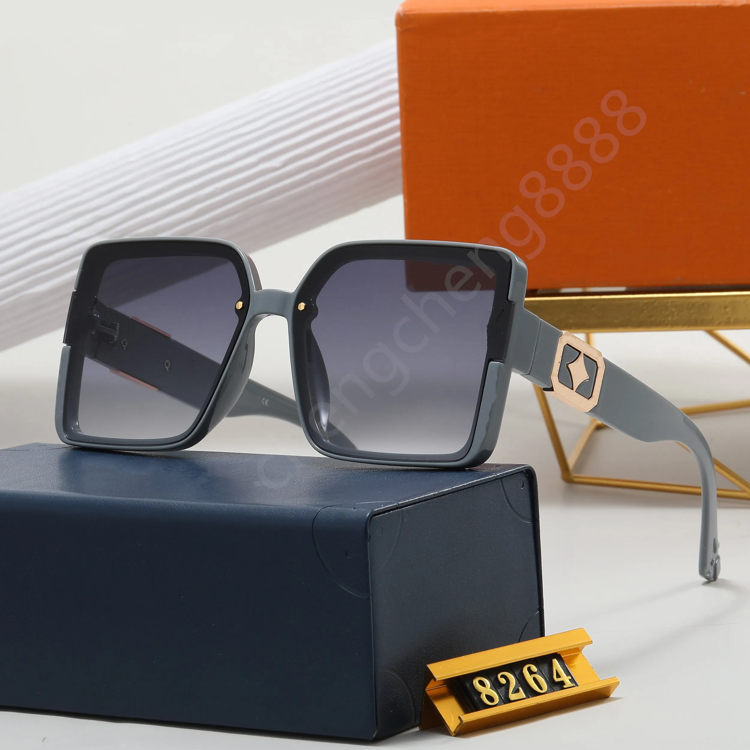 Neue Mode Klassische 8264 Sonnenbrille Für Männer Metall Quadrat Gold Rahmen UV400 Unisex Vintage Stil Attitude Sonnenbrille Schutz Brillen mit Box