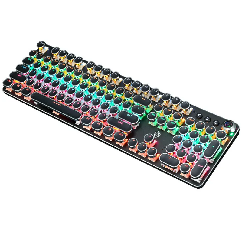 Keyboards Retro punk 104 Keys Gaming Keyboard Wired Mechanical Keyboard RGB Backlit keyboard Computer E-sports Peripherals for Desktop 230518
