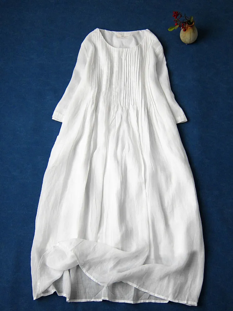 chinese dress ladies Navy Blue Women Dresses Ramie Casual Spring Linen Women Dresses SSM972 –  SimpleLinenLife main image 0