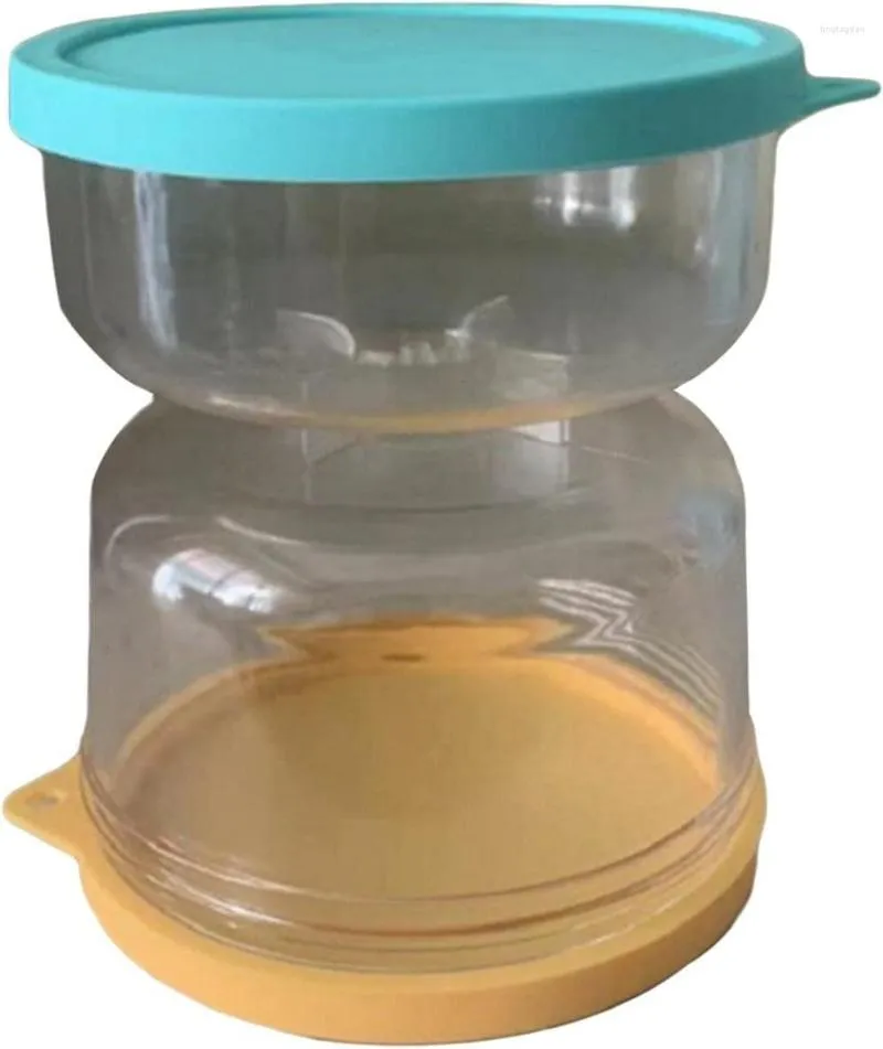 Storage Bottles Pickle Flip Jar Juice Separator Food Container Transparent Olive Hourglass For Okra Mushrooms Jalapenos B