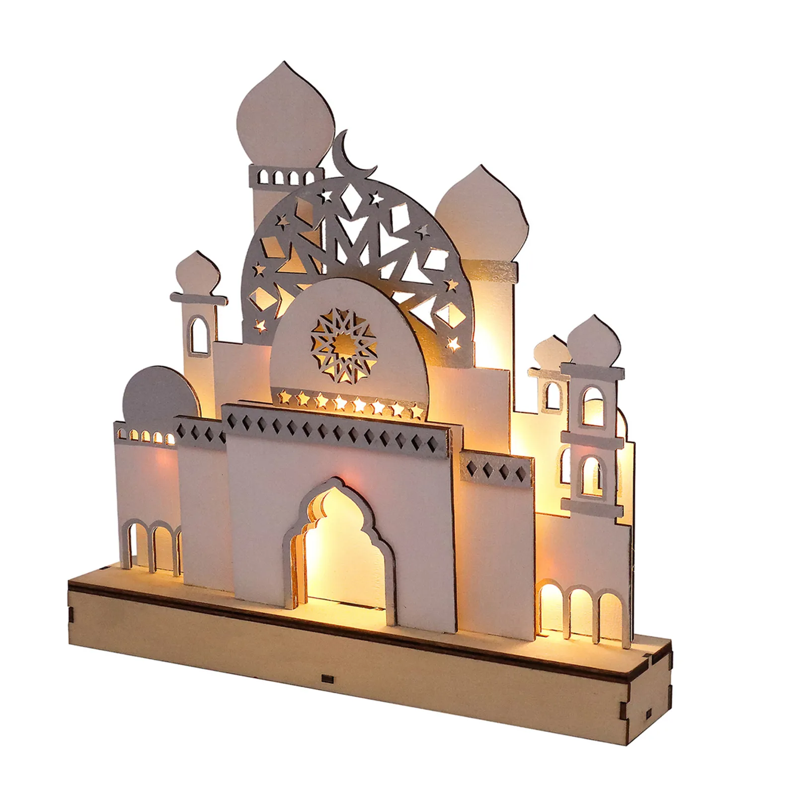 Decorative Objects Figurines Islamic Gift Decoration For Home Mosque Decorations Islamique Castle Sculptures Night Lights Eid Al Fitr Decor 230517