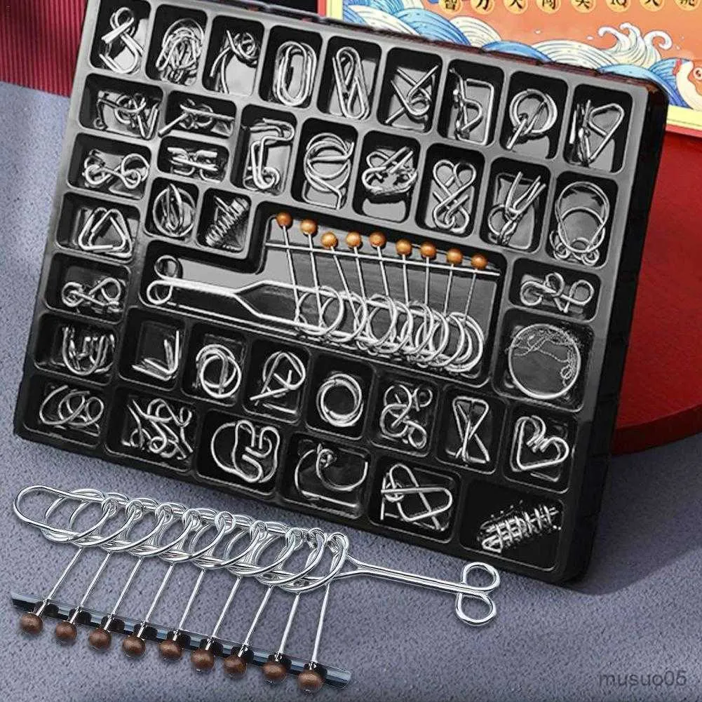 16PCS/Set Materials Metal Montessori Puzzle Wire IQ Mind Brain Teaser Puzzles Intelligence Game