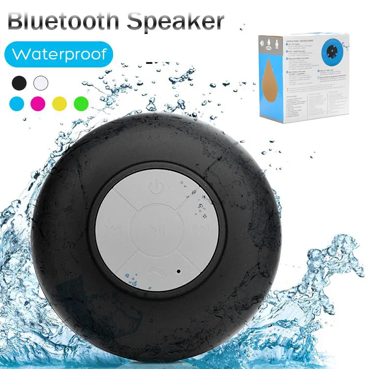 Mini Portable Subwoofer Shower Waterproof Wireless Bluetooth Speaker Car Handsfree Receive Call Music Player with Mic Sucker For iPhone Samsung in Retail Box