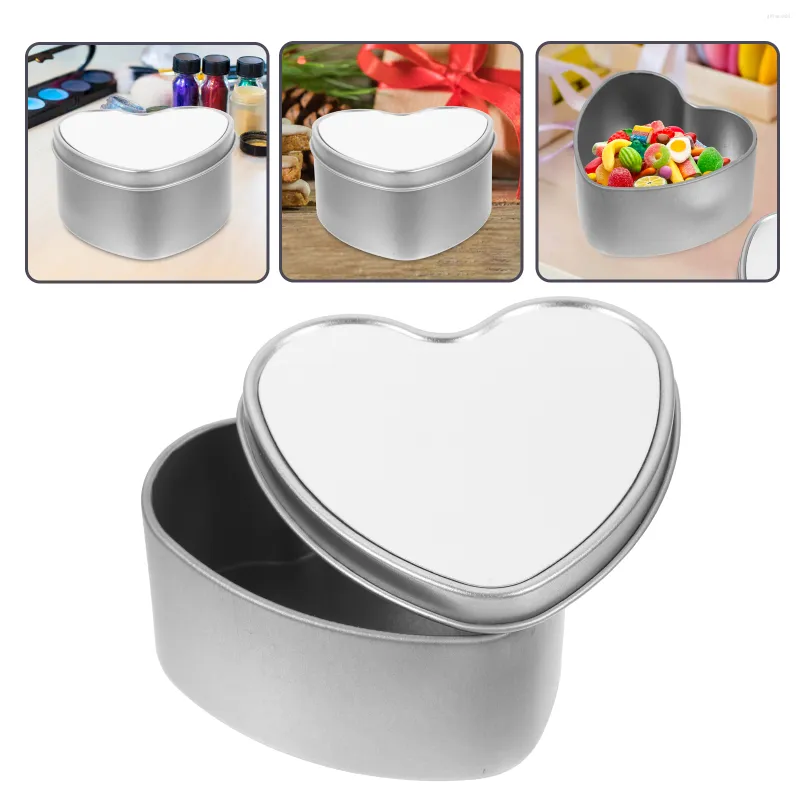 Assiettes Sublimation Coeur Tin Box Cookie Candy DIY Case Bonbons Conteneur