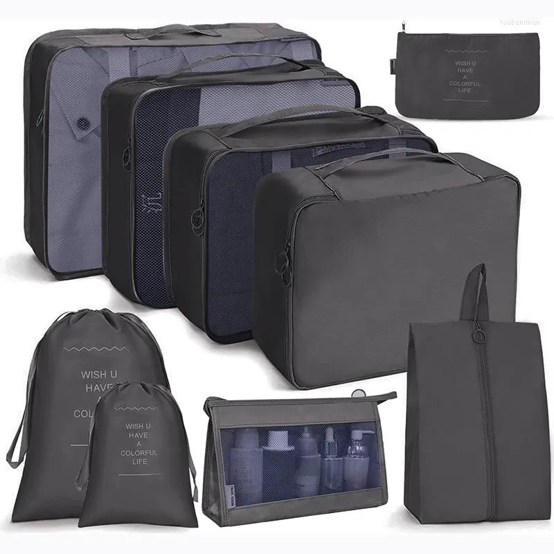 Cubes d'emballage pour valise, 9 pcs Organisateur de valise légère  Ensembles de sacs Organisateurs d'emballage de bagages