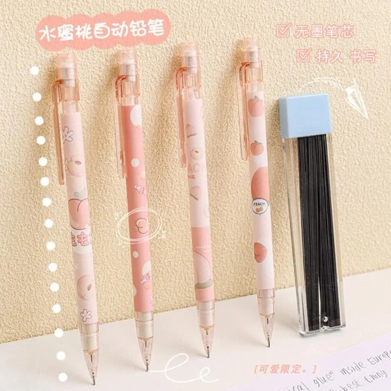 6X/SET 0,5 mm Peach Pencils Mechanical Automatic School Office Dostawy do pisania szkicowania rysowania