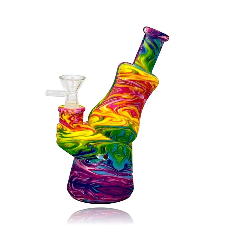 Bureau Coloré Portable Style Silicone Bong Pipes Kit Tabac Sec Filtre En Verre Entonnoir Bol Cuillère Handpipes Narguilé Main Fumer Porte-Cigarette Tube DHL