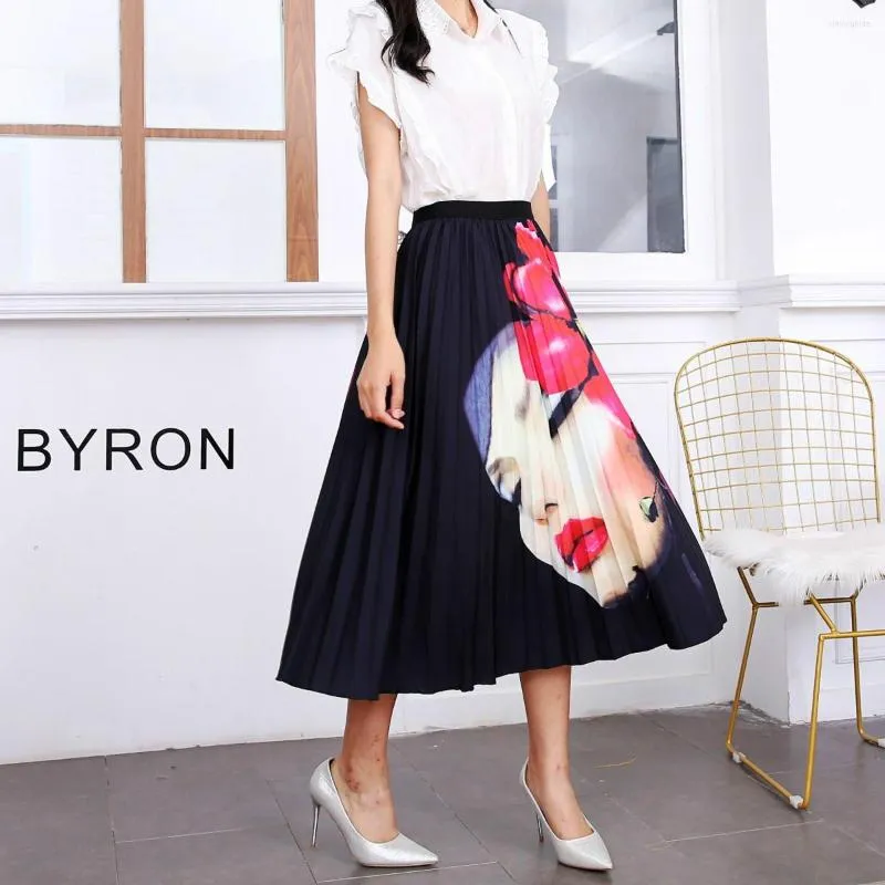 Skirts Pleated Skirt Womens Summer 2023 Fashion Printed All Match