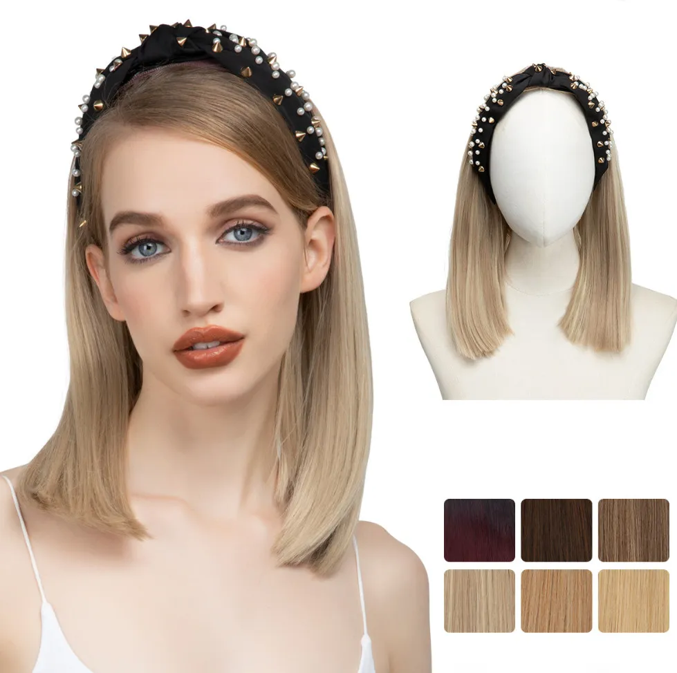 15 inch wig women short straight hair hoop headband wig with many styles to choose from supporting customized logo